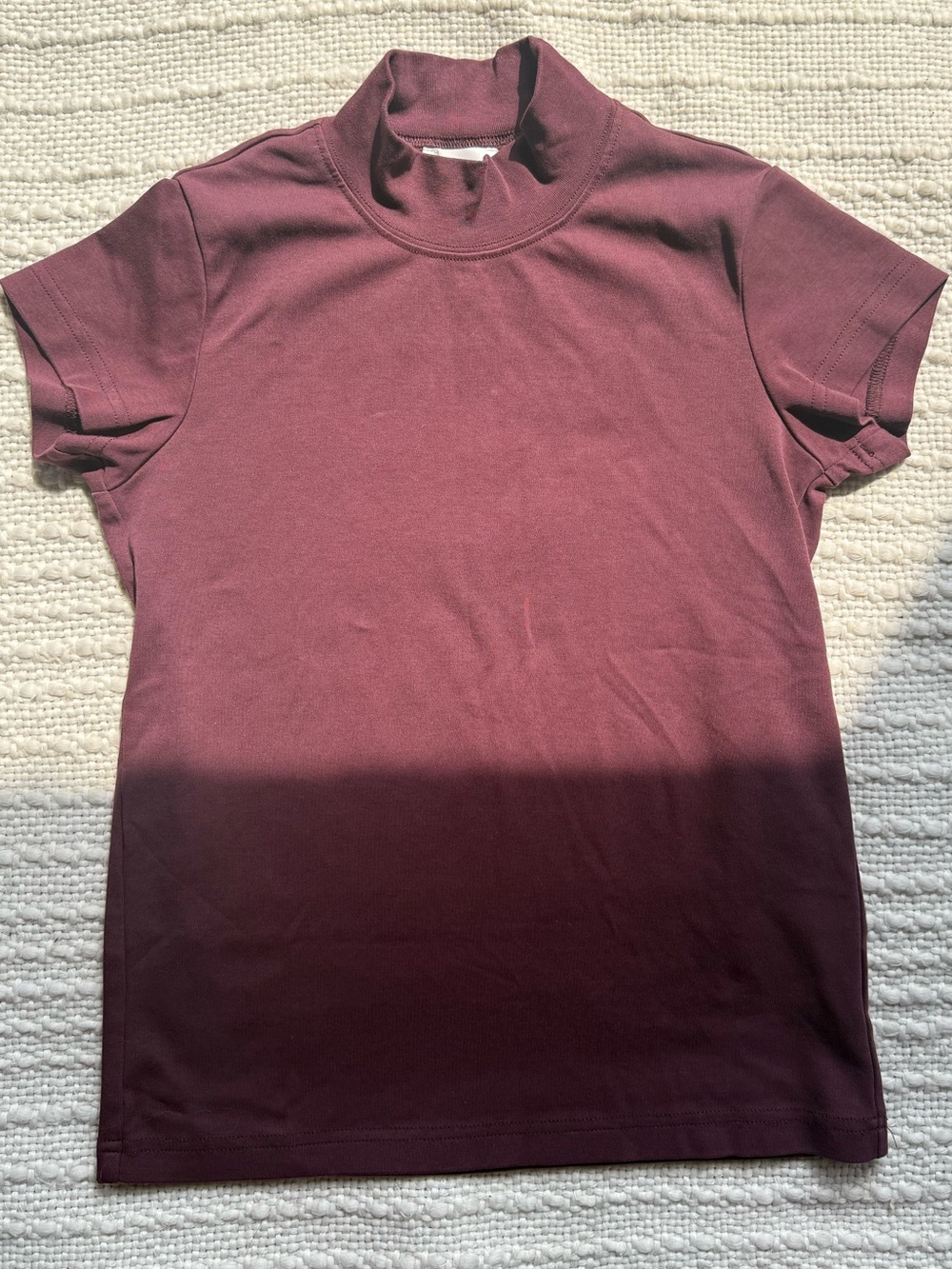Bohme Short-Sleeve Mock Neck Top in Maroon - Picture 5 of 5
